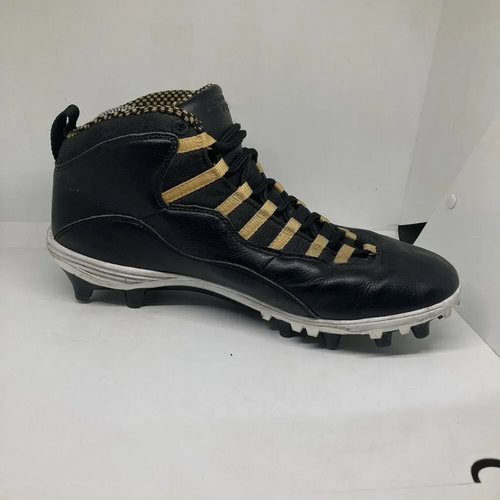 Jordan 10 TD Mid Black Metallic Gold Mens 12 Football Cleats Shoes